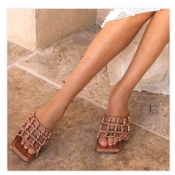 NIB Dee Ocleppo Leather Metallic Copper Caged Mule Sandals Belize 8.5 MSRP $375 - Picture 2 of 16